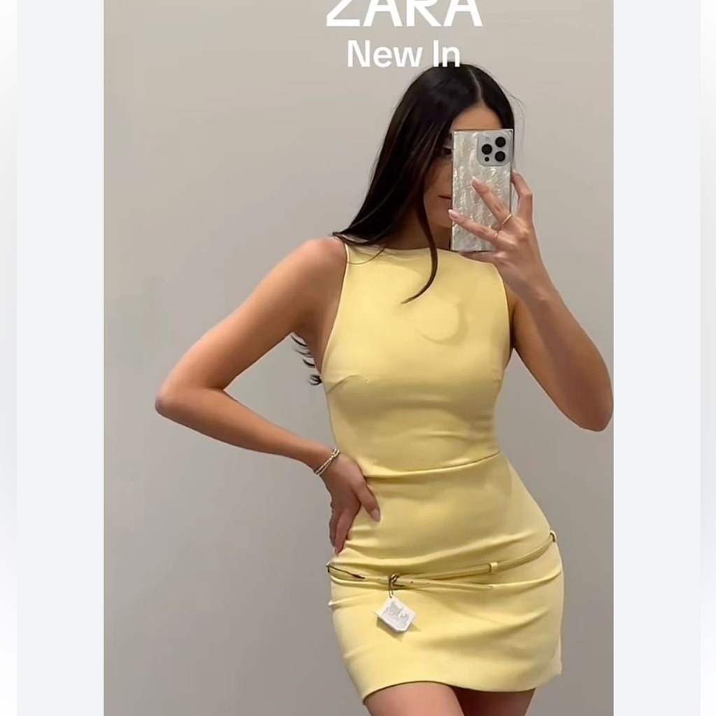 Zara Nwt Butter Yellow Cream Sleeveless Dress
